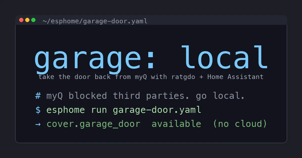 Local Garage Door Control in Home Assistant After myQ Locked Everyone Out
