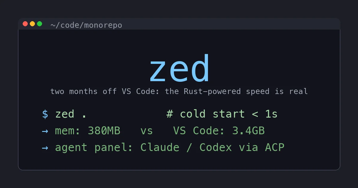 Zed Editor Review: Two Months Off VS Code and the Speed Is Real